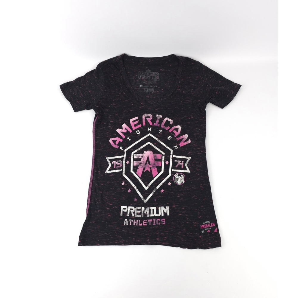 American Fighter By Affliction Arkansas Black Pink Small Graphic T-Shirt